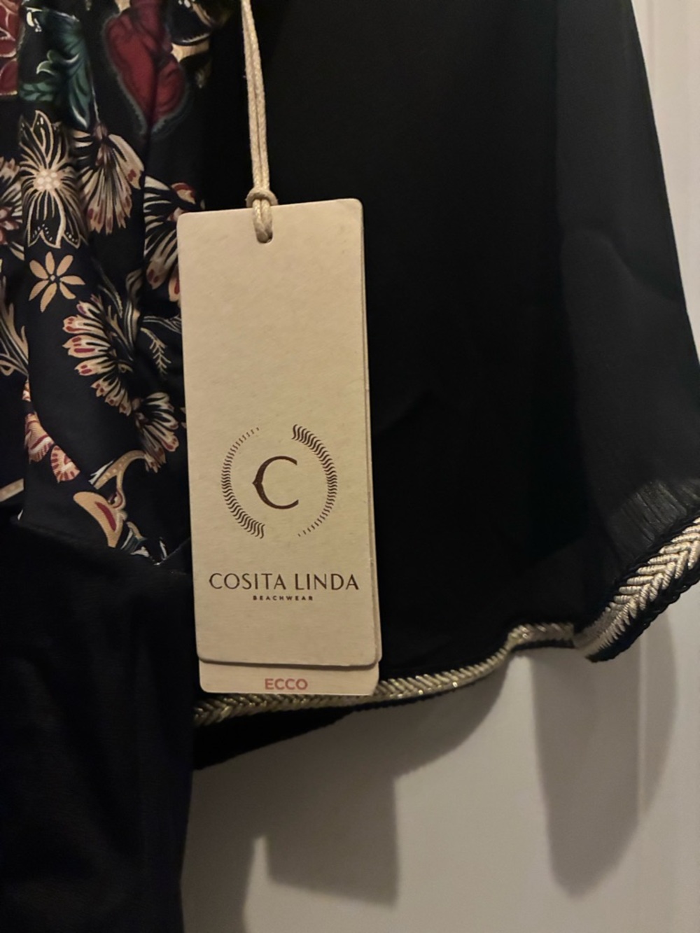 Cosita Linda Black Floral Trim Swim Cover-Up - Picture 6 of 7